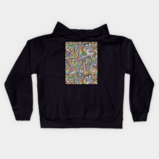 Cubist  Style Faces In Cottage Core Colors Kids Hoodie